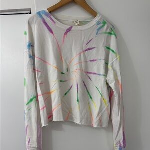 Love Vintage White Tie Dyed Multicolored Crew Neck Long Sleeve Sweatshirt Size M